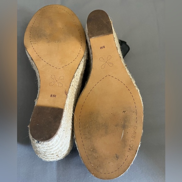 Caslon Black Leather Espadrille Wedge Sandals 8 - Picture 6 of 6